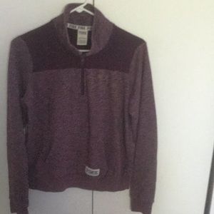 Maroon half zip up pink sweatshirt